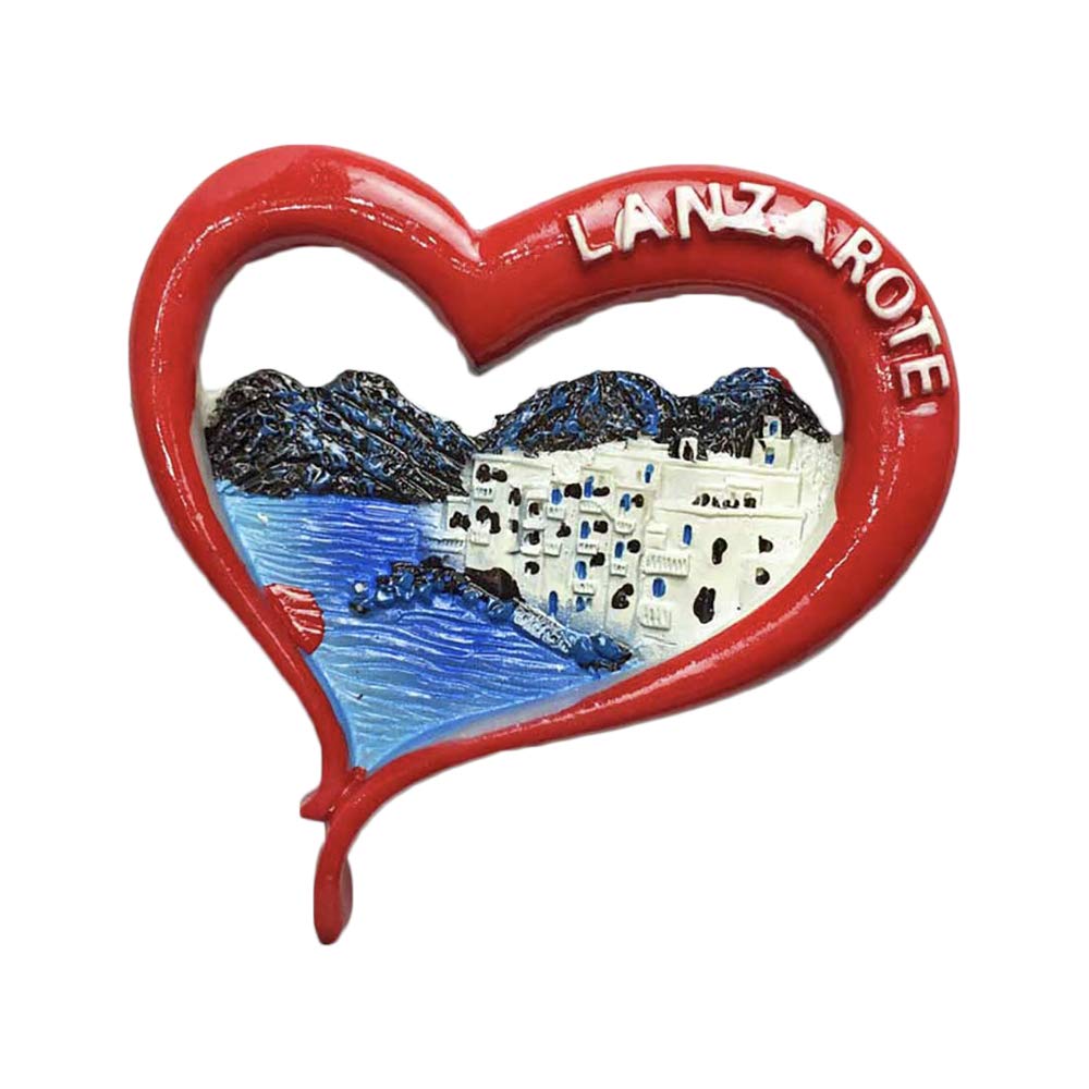 Wedarego Lanzarote Spain Refrigerator Magnet 3D Heart-Shaped Travel Sticker Souvenirs Collection,Home & Kitchen Decoration,Spain Fridge Magnet From China