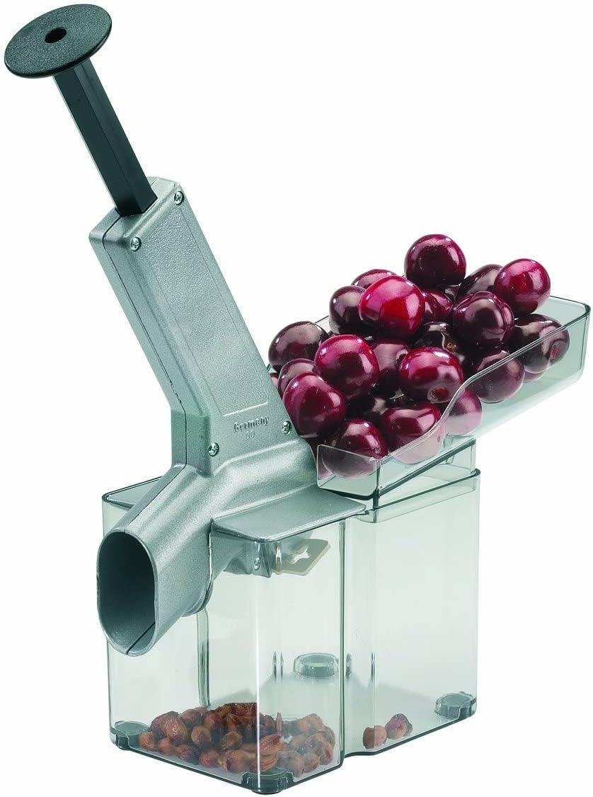 Cherry Pitter With Chute And Large Core Box, Plastic/Stainless Steel/Aluminium, Kirschomat, Silver/Black/Transparent, 40702260