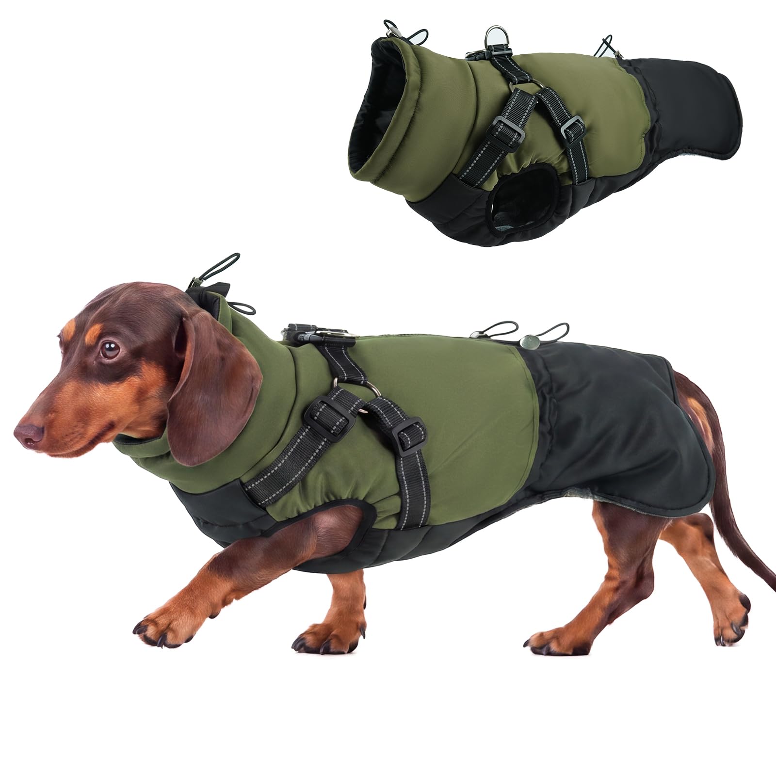 Hjumarayan Dog Winter Coat with Harness, Fleece Jacket, Back Zip Easy Wear — image 1
