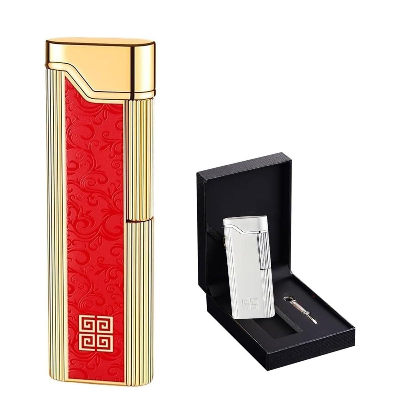 Briquet portable rechargeable en métal avec allumage réglable