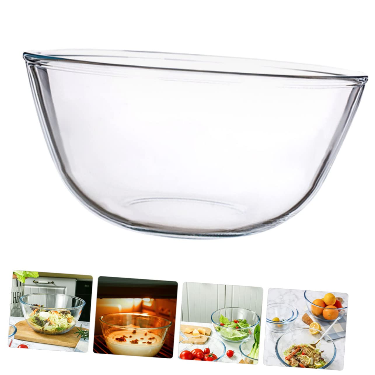 Insalatiera e Servizio Insalate in Vetro Trasparente da 2700ml Superficie Liscia e Design Elegante, Ciotola Rotonda per Cucina