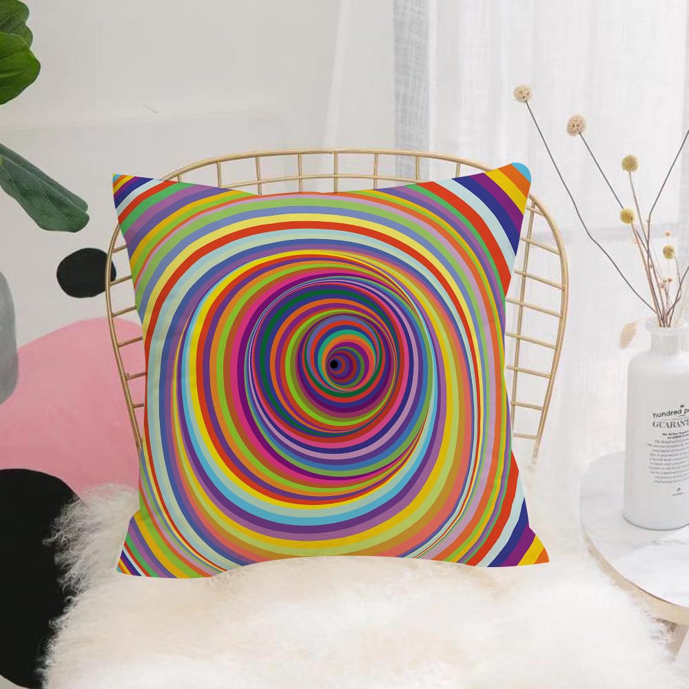 HYOSXW Cushion Cover,Throw Pillow Case Home Decorative for Living Room Bedroom Sofa Chair 16X16 Inch,Hypnotic Psychedelic Virtual Circles,Pillowcase 40X40cm