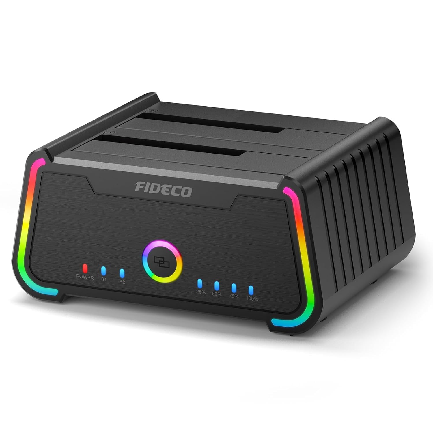 FIDECO Hard Drive Docking Station, USB 3.0 Hard Drive Dock for 2.5 inch and 3.5 inch SATA HDD SSD, HDD Docking Station with RGB Lights, Support Offline Clone and UASP-picture-15