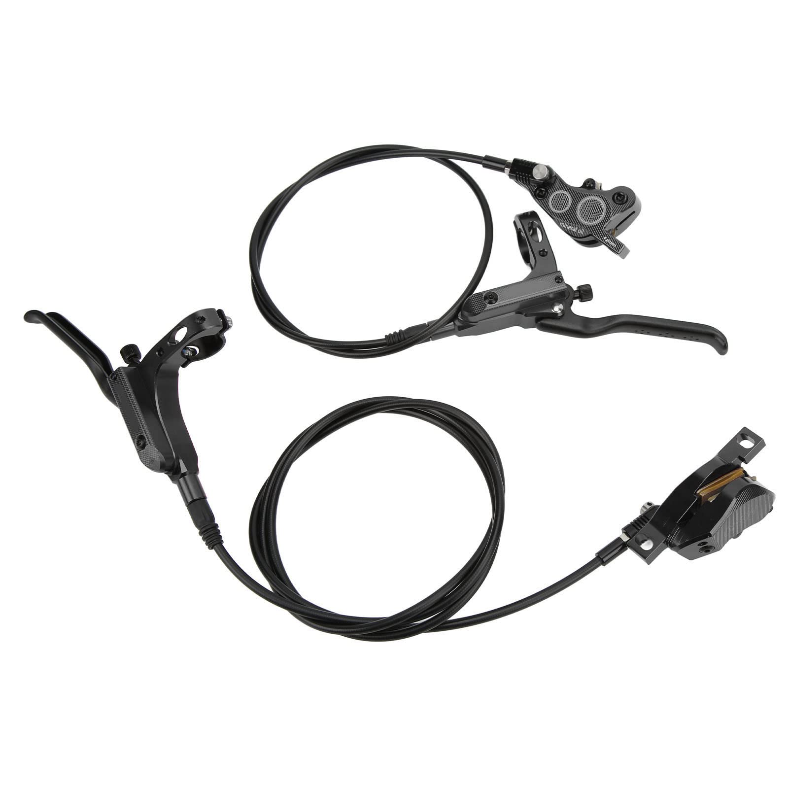 vélo 4 pistons avant arrière frein à disque hydraulique VTT CNC frein à huile bilatéral (Noire)