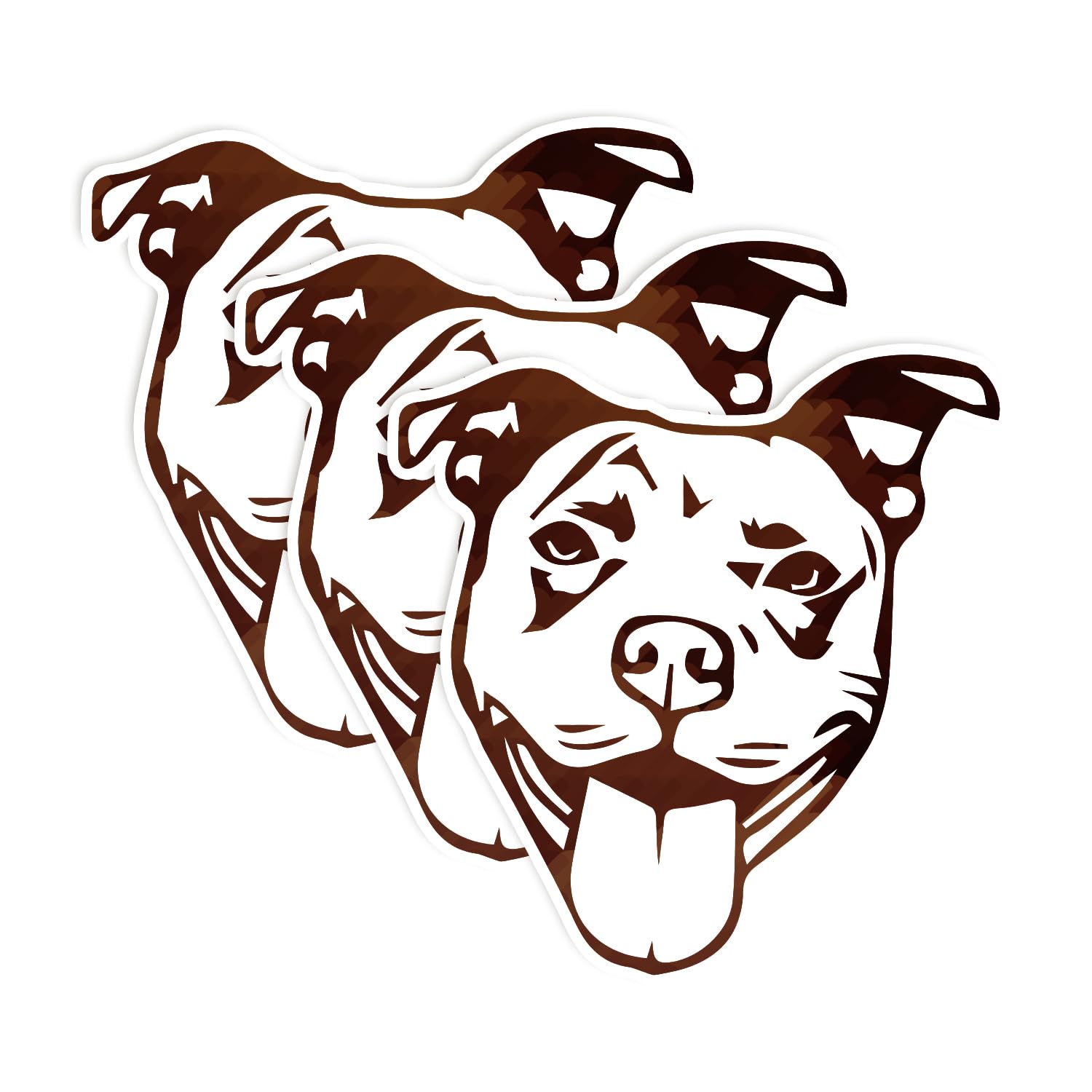 Pitbull Face Stencil 1 (Set of 3) Waterproof Vinyl Die-Cut Sticker 1.9" x 2" for Laptop Water Bottle Tumbler Phone Case Car Skateboard Wall Bumper Cute Retro Teens Aesthetic Indoor Outdoor Adults