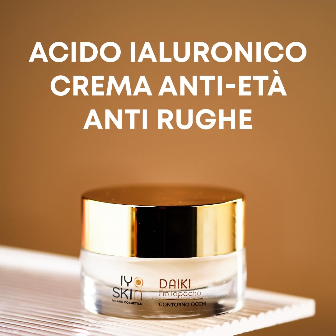 Iyoskin Daiki Contorno Occhi Anti-Affaticamento, Crema Occhi Cosmeceutica, Contorno Occhi Antirughe con Acido Ialuronico Idrata e Riduce Occhiaie 15ml