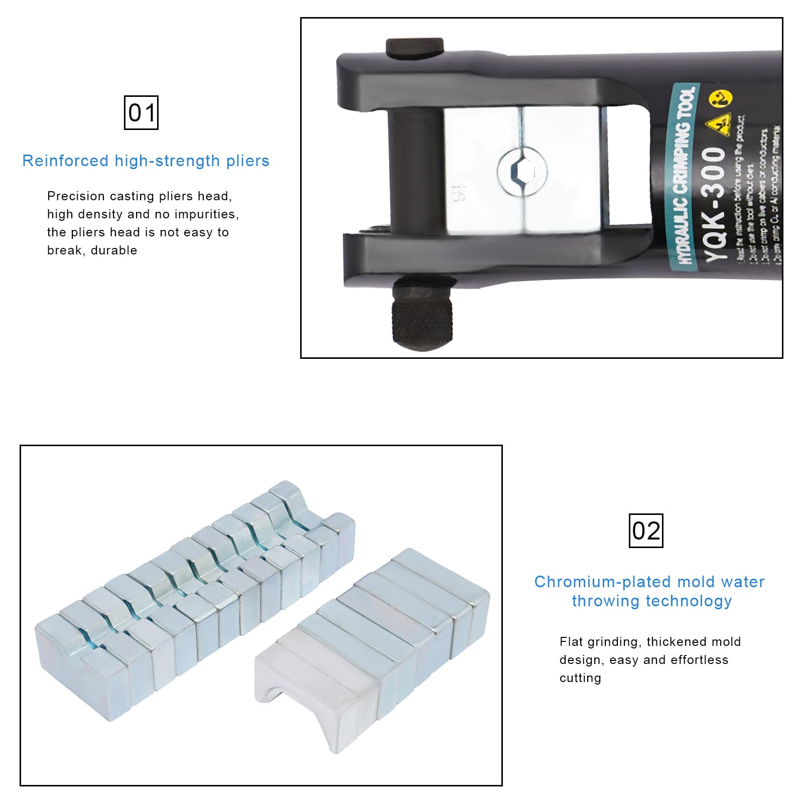 OUKANING Crimpadora hidráulica profesional 120KN, 11 matrices, incluye maletín, cabezal giratorio de 180° para terminales de cable y casquillos de cable, alicates de acero CR45 contra fugas de aceite