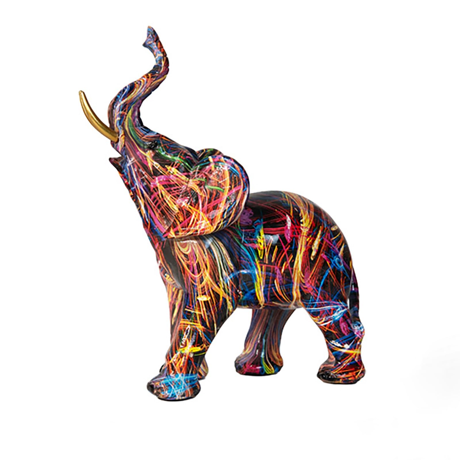 Dytartzx Elephant Sculpture Decor, Creative Resin Colorful Graffiti Animal Desktop Ornament For Home & Office, Ideal Tabletop Decoration For Living Room Bookshelf Porch