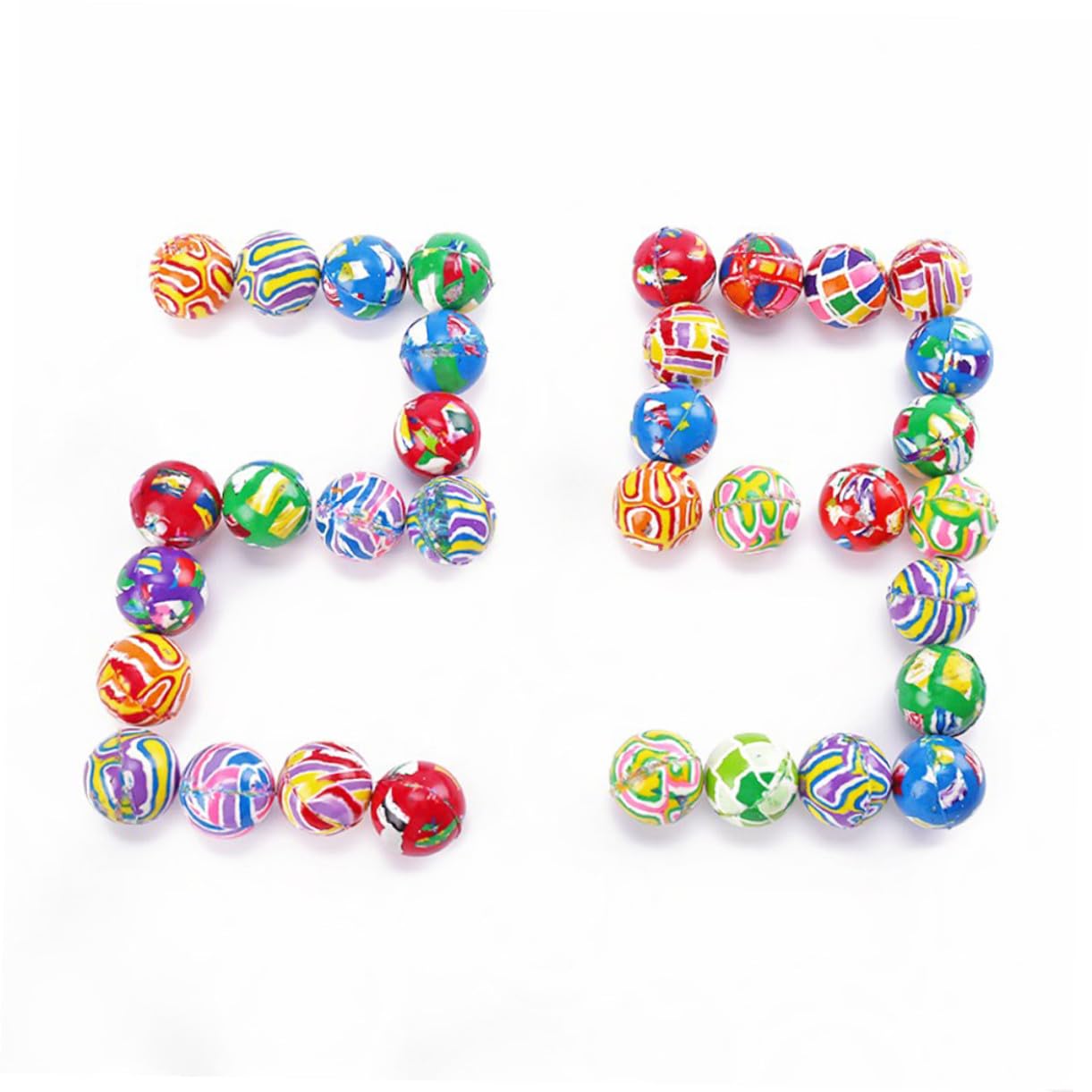 BESPORTBLE Palle Rimbalzanti in Gomma 32mm, 100 Pezzi per Bambini | Gioco e Macchine a Uovo Intrecciato, Forte Elasticità, senza Odore Stile Casuale