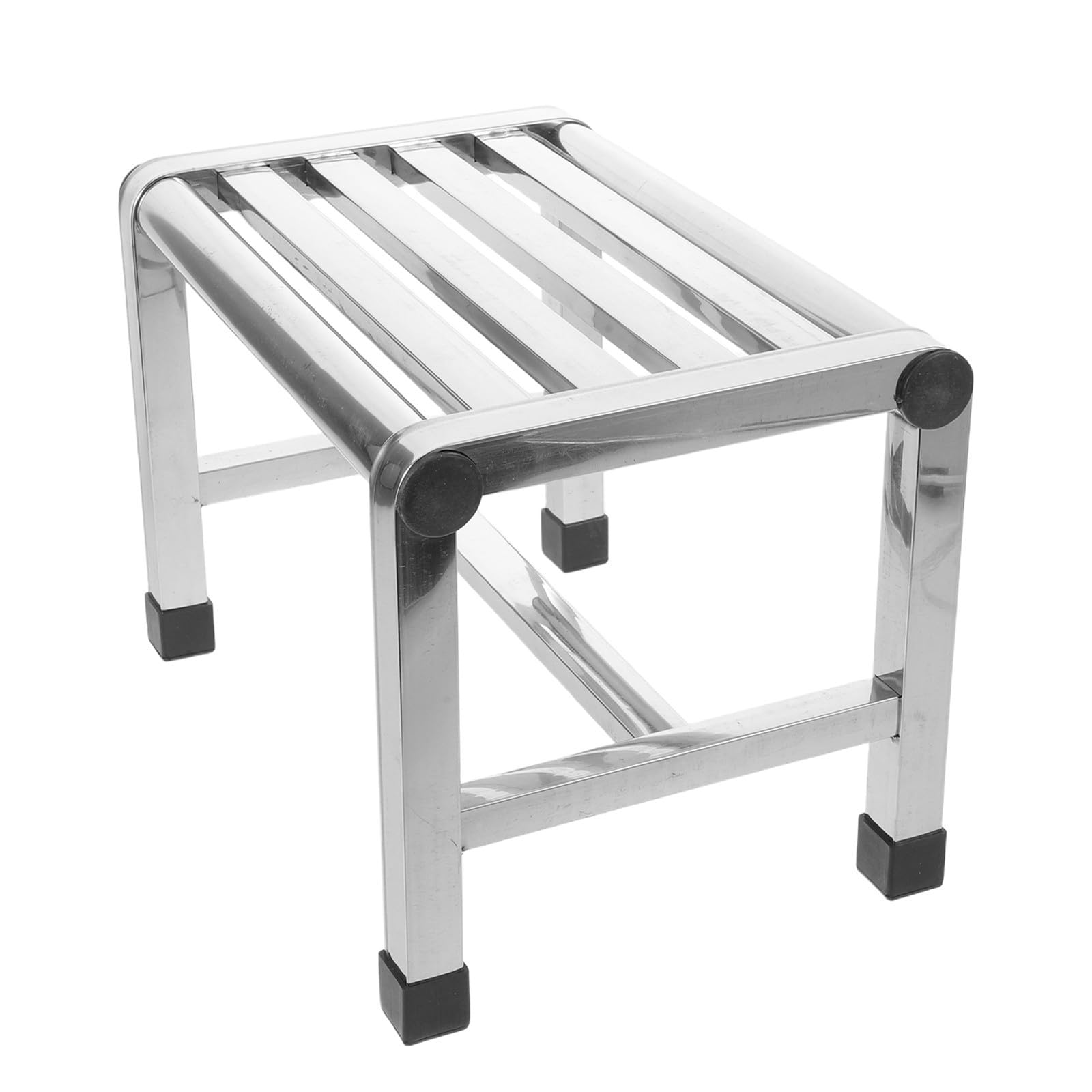 Taburete de Baño de Acero Inoxidable, Compacto, Plata, Resistente