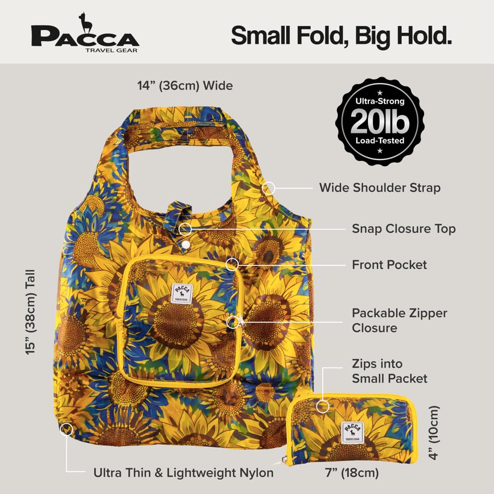 Pacca Packable Tote Bag Travel Shopping Bag Foldable Tote Bag for Travel, Grocery, Beach, Cruise Ultra Light Tote2