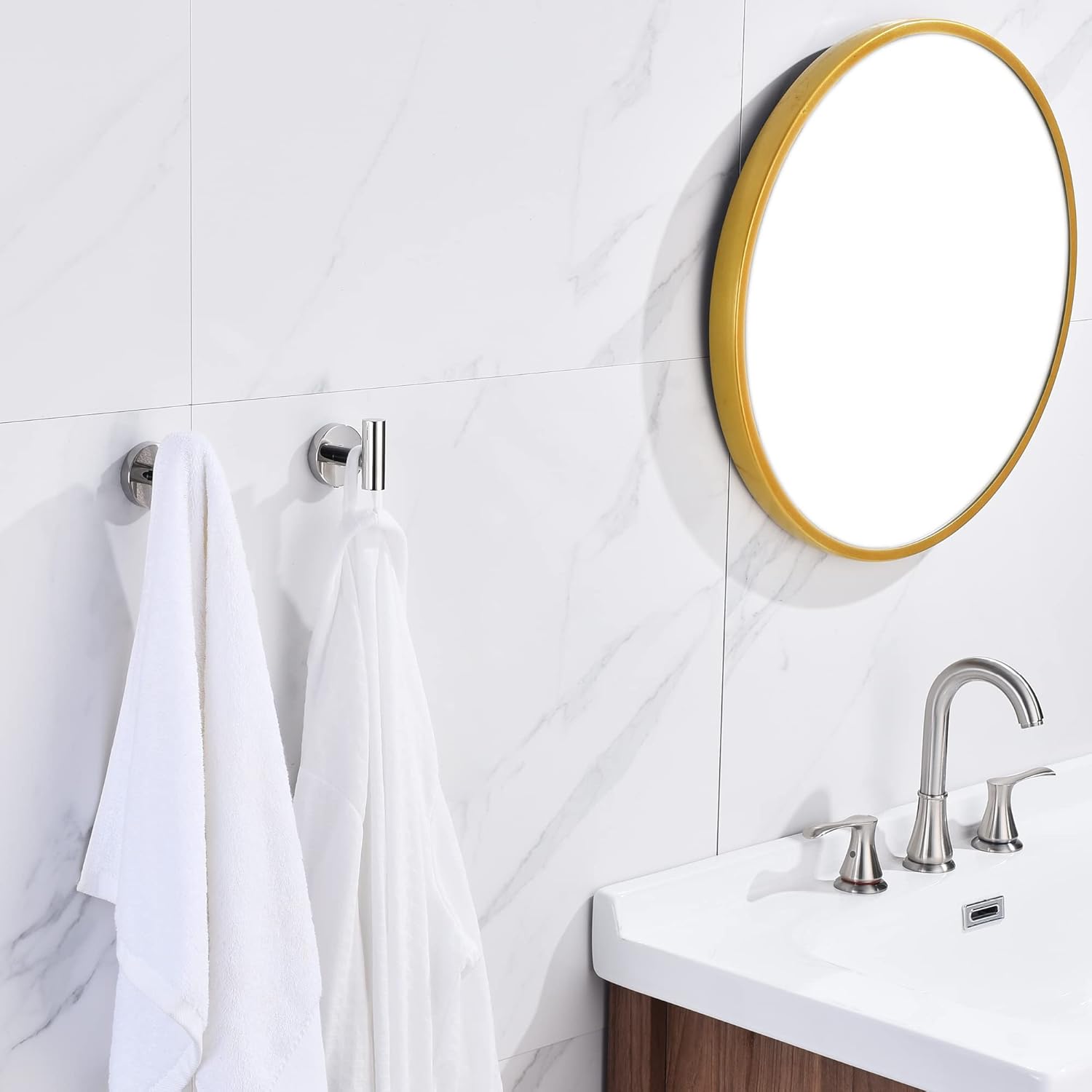 Bathroom Hardware Set, Premium Stainless Steel 3-Piece Include 5 Inch Toilet Paper Holders and 2 Towel Robe Holder Hook for Bathroom, Kitchen, Washroom Wall Mount Polished Chrome