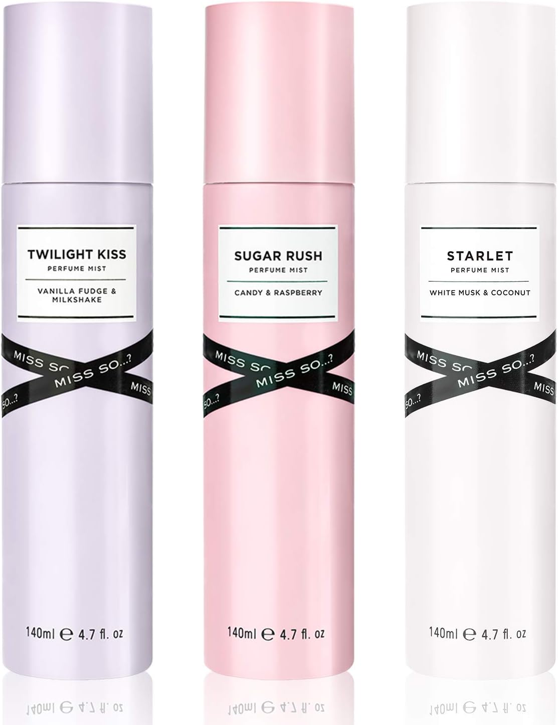 SO…? Miss So Womens Twighlight Kiss, Sugar Rush, Starlet Perfume Mist Mixed Bundle 140ml (3 Pack)