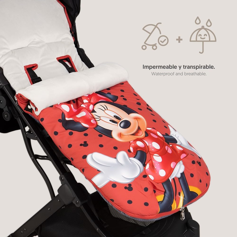 Interbaby Chanceliere Bebe Poussette Couverture Poussette Bebe Hiver, Doux | Sac de Couchage Poussette Bebe Détachable, Double Ouverture, Lavage Facile, Matériaux Antiallergiques, Minnie Topos
