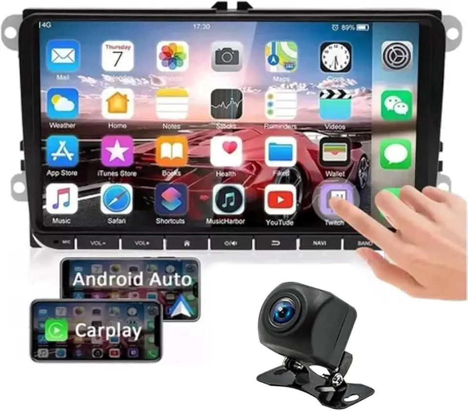 Multimídia MP10 1Din Android Auto Carplay Bluetooth Tela 9 Polegadas e Entrada Para Câmera de Ré Espelamento