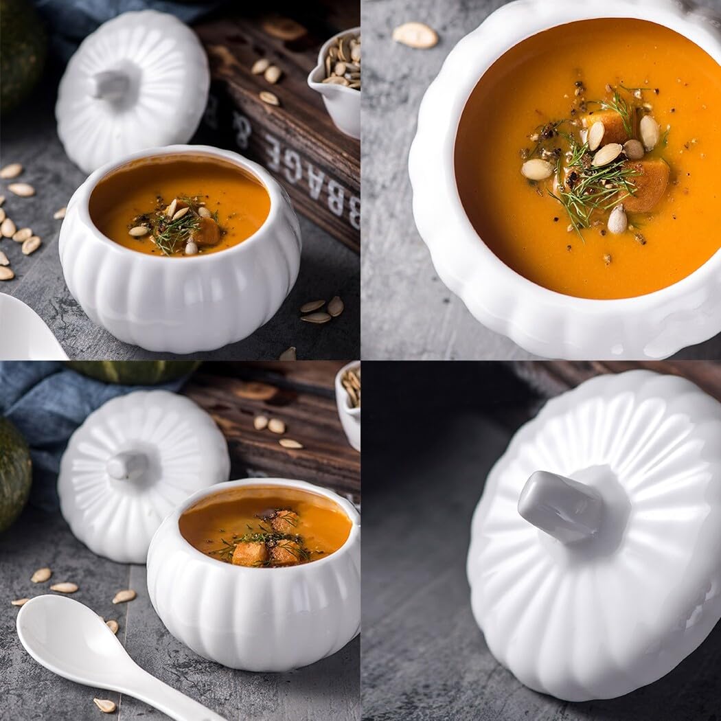Zuppiera in ceramica a forma di zucca con coperchio, versatile per stufato per la casa, edizione Halloween, 11,5 x 10,5 cm, 55D53OJ10EAQC7