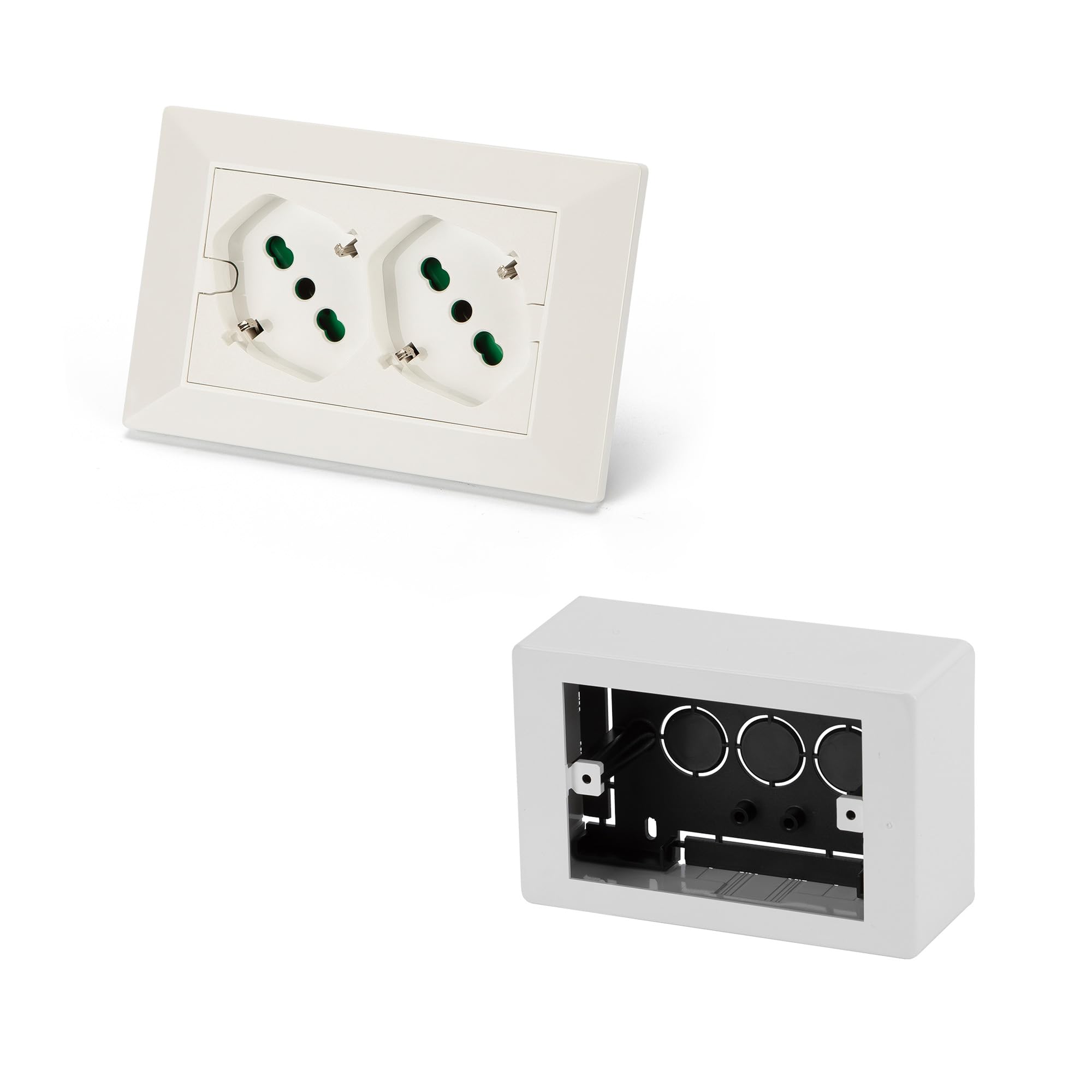 FANTON 42100S kit Multipresa universale da incasso OPERA/PLA doppia presa bipasso schuko 2P+T 16A precablata per scatola a 3 moduli + scatola da parete inclusa