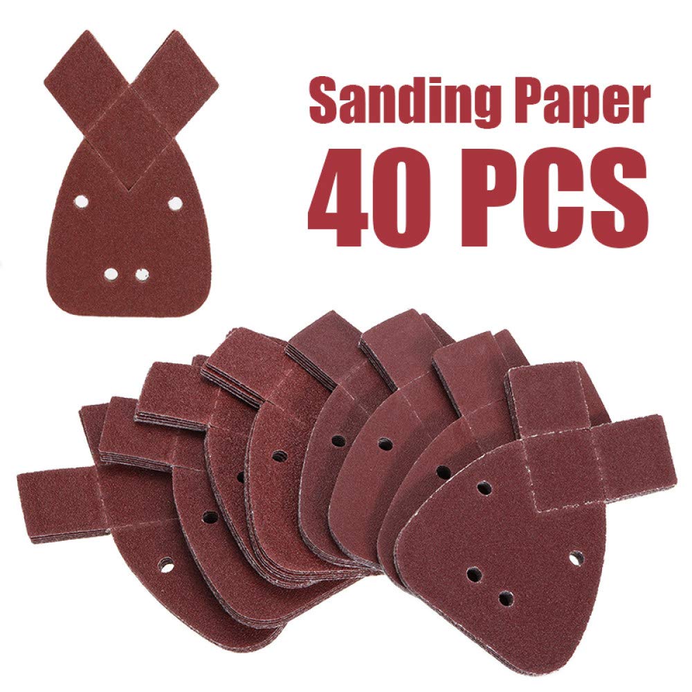 Juego de 40 piezas de papel de lija de 40/60/80/120 granos de lija para ratones, almohadillas para lijar, papel de lija para lijadora negra, herramientas para el hogar, como se muestra