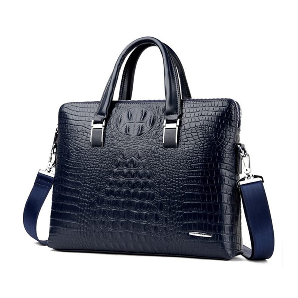 ANNI RIEL Sac à main en cuir à motif crocodile pour homme - Pour ordinateur portable, bureau, travail, voyage, week-end