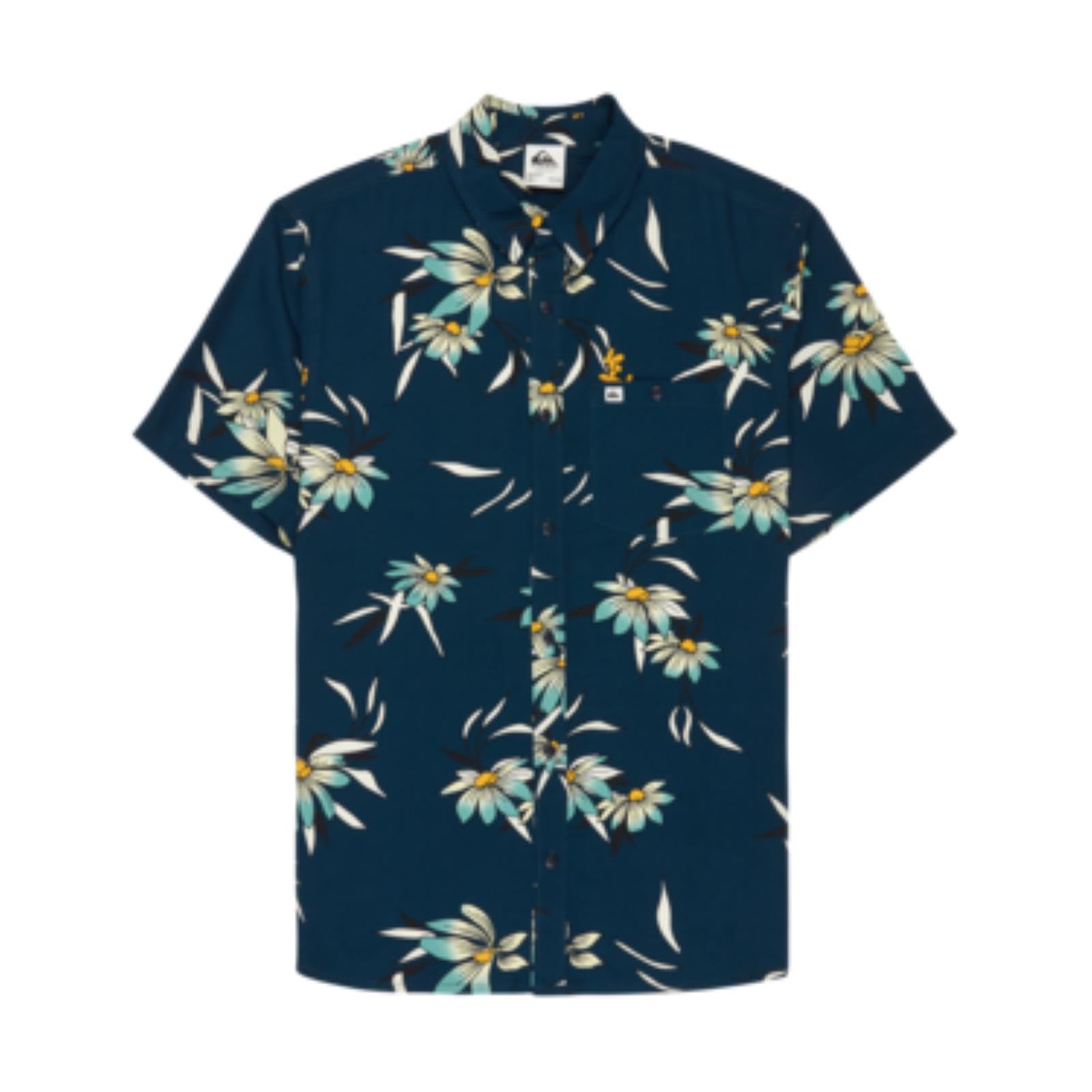 Quiksilver Camisa de manga corta con estampado floral costero para hombre