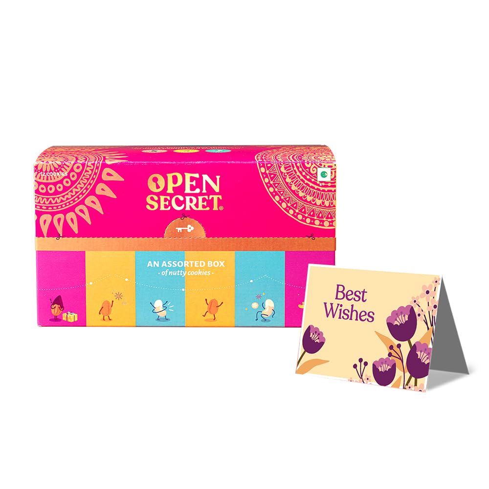 Open Secret Dry Fruit Holi Gift Box | Combo of 4 | Dry Fruits, Fruits Gift Box, Festive Hamper, Festive Gifts for Family & Friends, Festive Gifts for Employees with Cashew, Almonds, Dates & Raisins