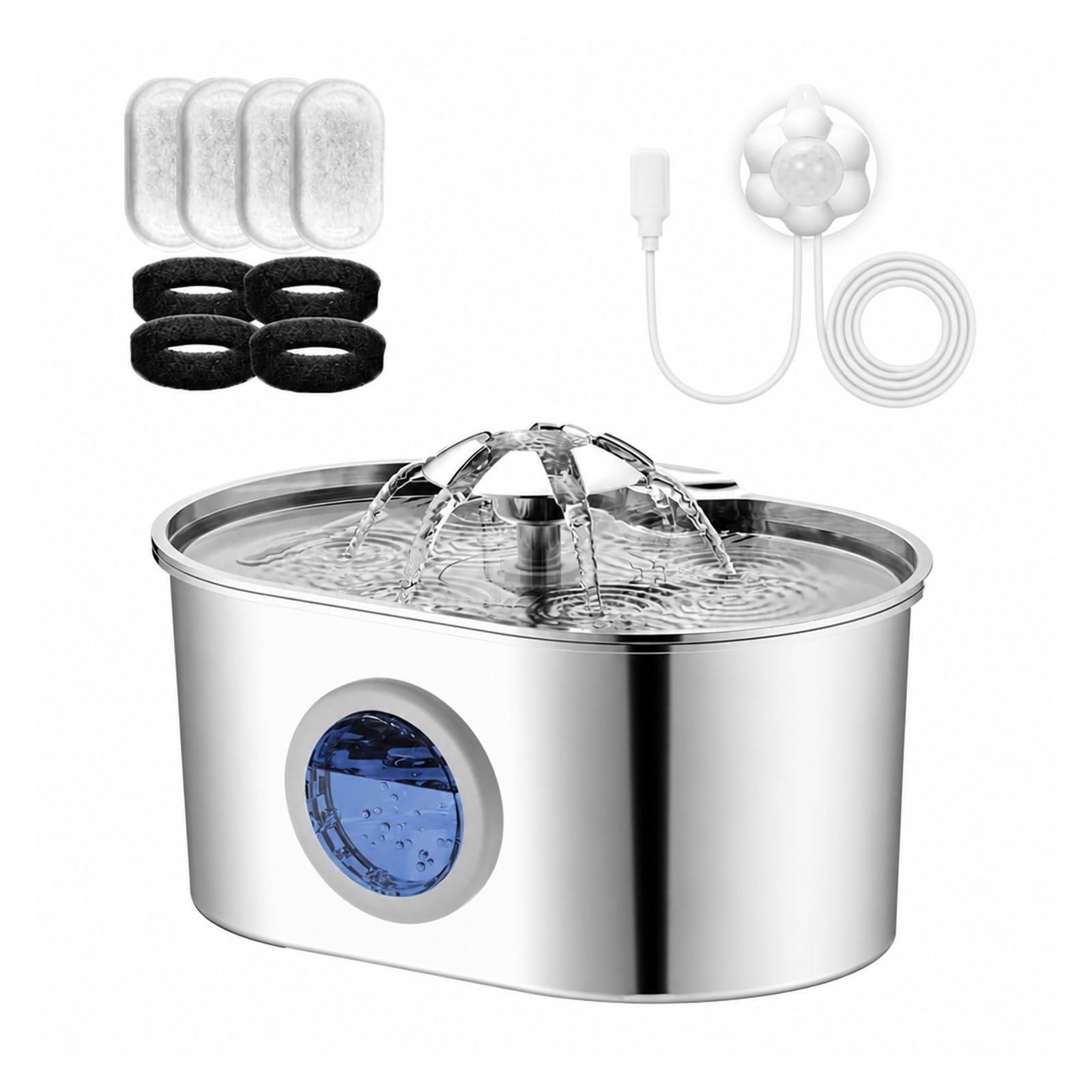 Fuente para Beber para Mascotas, Fuente De Agua Automática para Gatos Acero Inoxidable