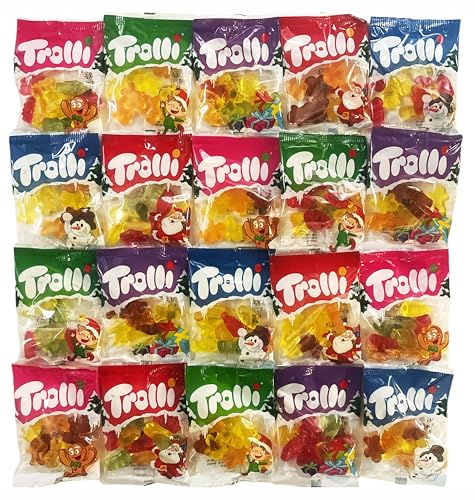 Confiserie de Noel Trolli, 20 Mini Sachets Bonbons Gélifiés, Decoration Noel, 400g Promo Pack
