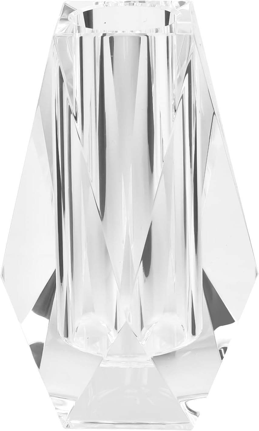 Kitcom Flower/Bud Crystal Vase Decorative Vases for Home, Wedding, Christmas, Outline Dimensions W2.8''xH8.5'', Clear with Gift Box