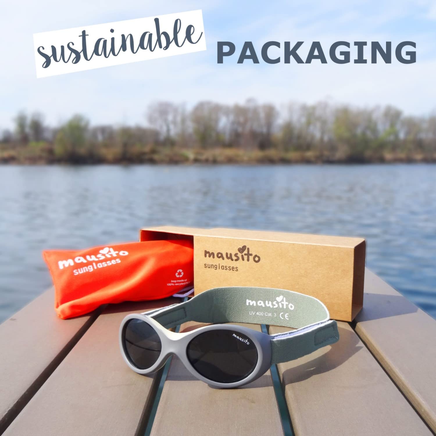 Mausito lunettes de soleil bébé 0-18 mois POLARISÉES & BIOPLASTIQUE sans BPA | Flexibles & souples lunette soleil bebe avec bandeau ajustable | 100% PROTECTION UV | Design européen pour enfants