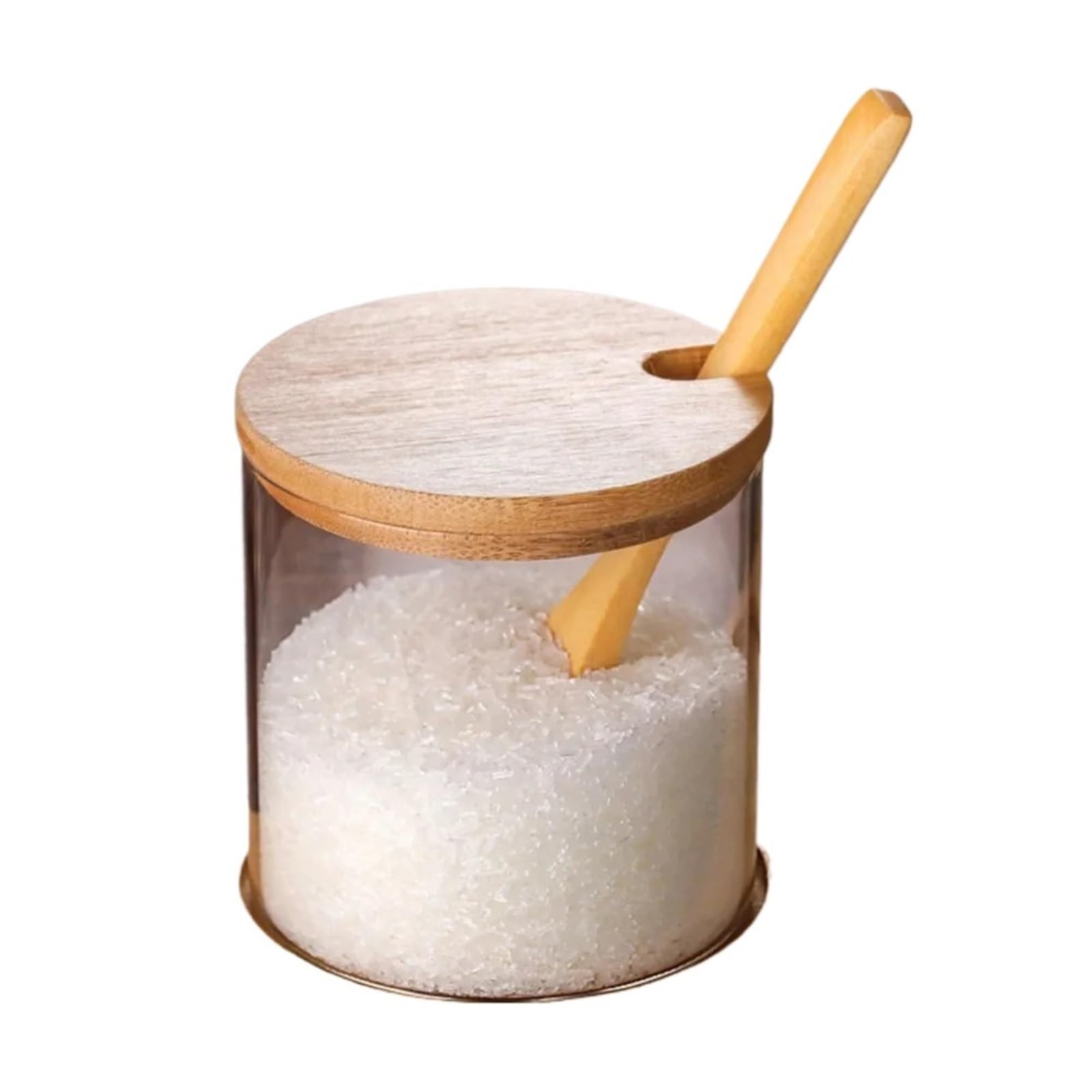 UBOHUZ 2Pcs Glass Seasoning Storage Jars with Lid And Spoon Kitchen Spice Box Container Sugar Salt Pepper Jar for Salt Sugar Spice Pepper