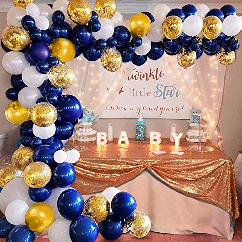 APERIL Décoration Fête Anniversaire Bleu Ballons Bleu Marine Décorations de Fête Arc et Guirlande Kit Ballons Confettis Confettis Or et Ballons Métalliques Or pour Anniversaire Bébé Douche Décoration