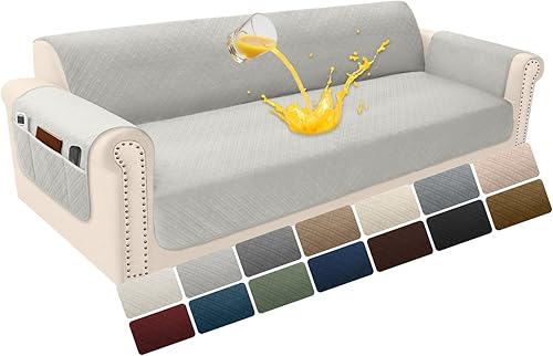 Miniatura 20 de Funda de terciopelo 100 % impermeable para perros, funda de sofá lavable para sofá de 3 plazas, juego de fundas acolchadas y antideslizantes con