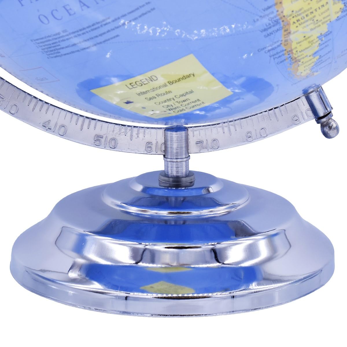 Aadya Crafts Blue World Globe 10 Inch With Metal Arc Silver Metal Base Educational Globe Home Decor World Globe Office Decor Gift Item Show Piece WGEBL10IN 1