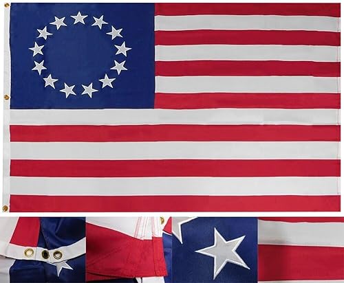 Premium 4x6 Betsy Ross Outlined 4'x6' Nylon Embroidered 600D Flag