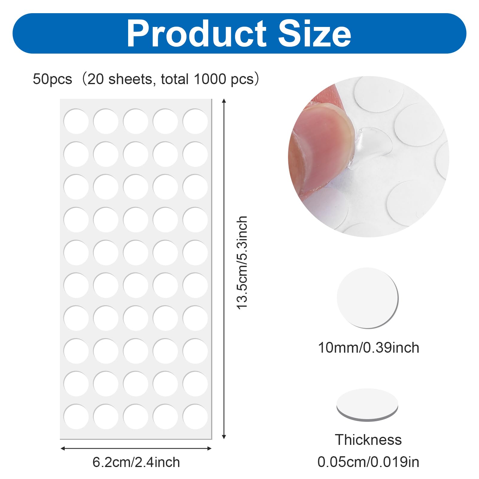 1000 punti adesivi biadesivi rotondi da 10 mm - completo: nostro - Puntini colle
