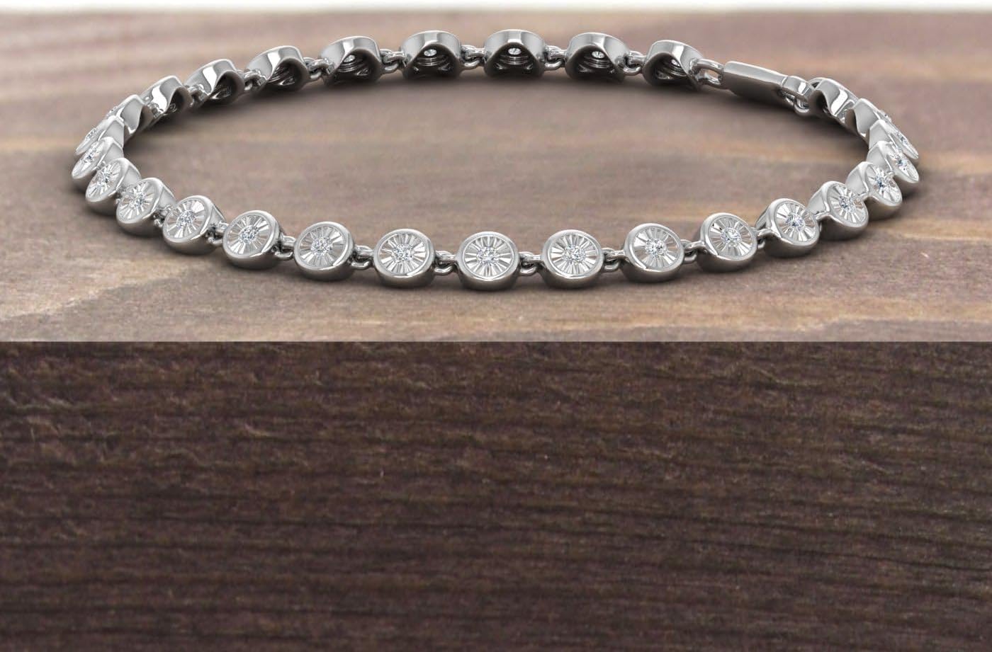 1/2 Carat Natural Diamond Box Chain Tennis Bracelet for Women in 925 Sterling Silver (7 Inch)