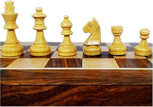 Miniatura 8 de RoyalChessMall-Juego de ajedrez magnético de madera de 10 pulgadas de palisandro dorado