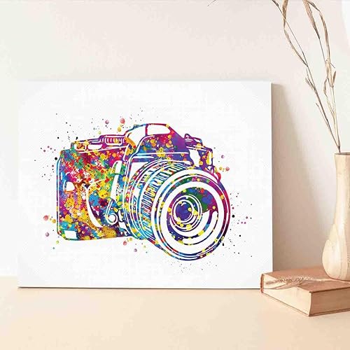 Miniatura 3 de MBARE Arte de acuarela, cámara fotográfica, impresión de acuarela, arte de pared, arte de pared DSLR, decoración del hogar, colgar en la pared,