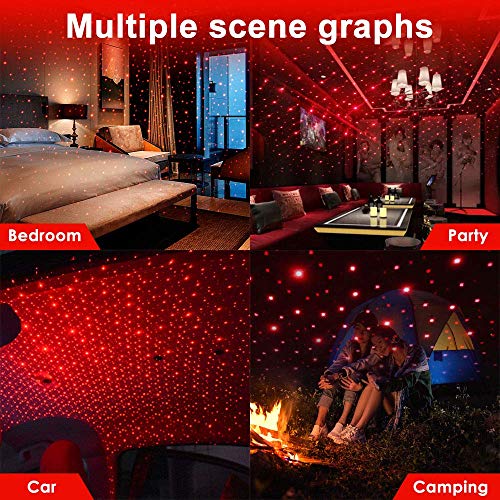 Ledcare Qvevdacar Usb Star Projector Car Roof Lights, Portable Adjustable Romantic Interior Car Usb Night Light Decorations For Car, Ceiling, Bedroom (Red) #TOP1