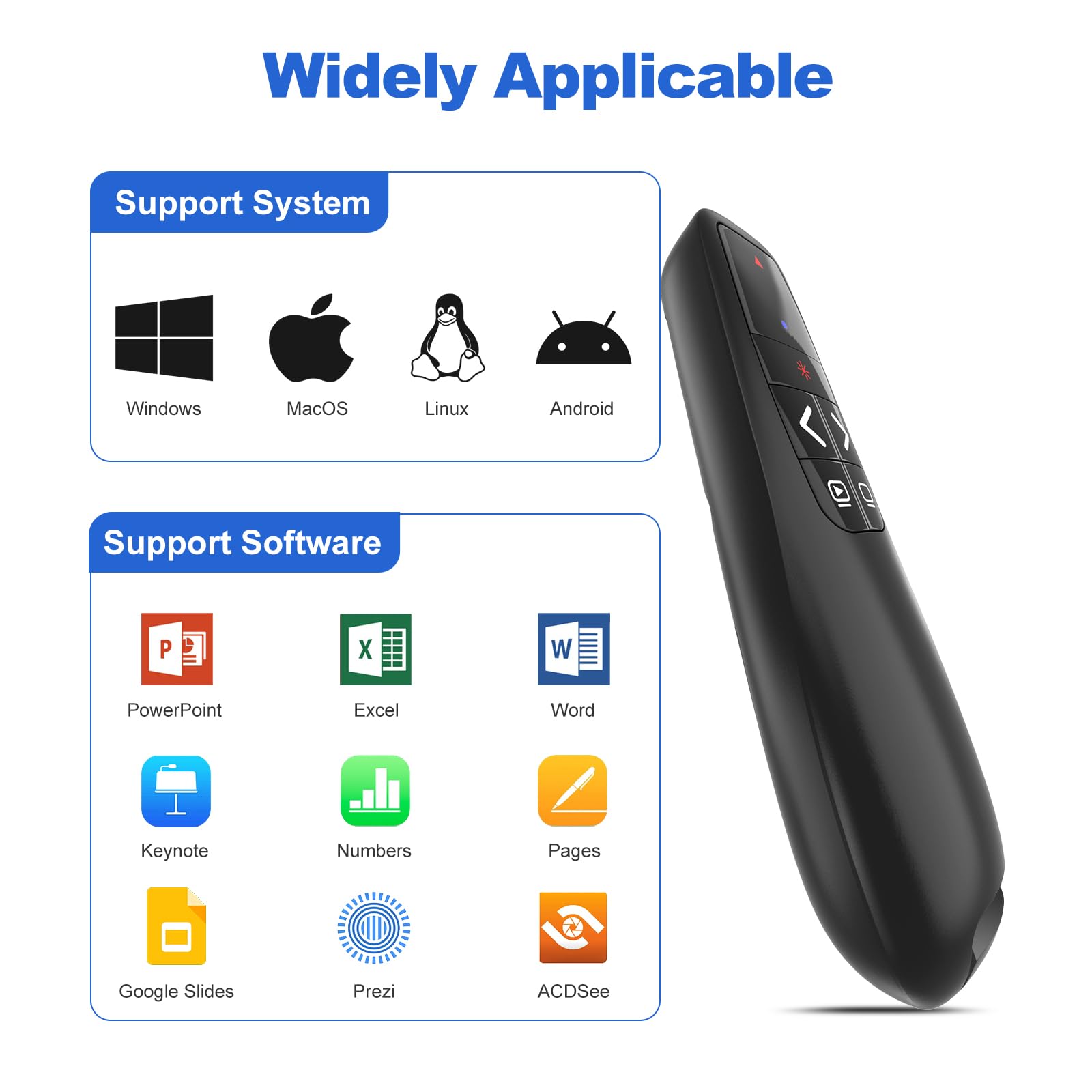 Clicker de presentación con 4 fundas inalámbricas para presentador remoto PowerPoint Slide Advancer para Mac, portátil, PC, Keynote
