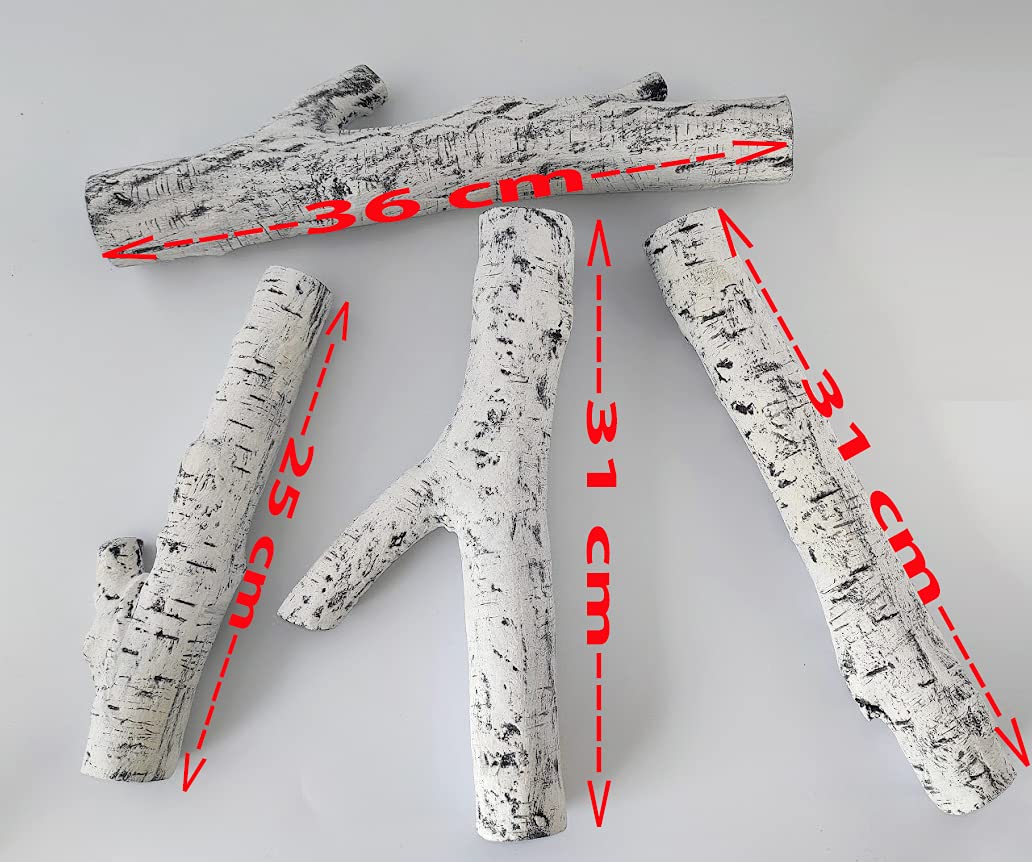 Birch Gas Fire Log Set – 4 Realistic, Highly Detailed Ceramic Logs – For Gas  Fires, Electric Fires And Fire Pits – Firebrand Direct : Amazon.co.uk: DIY  u0026 Tools