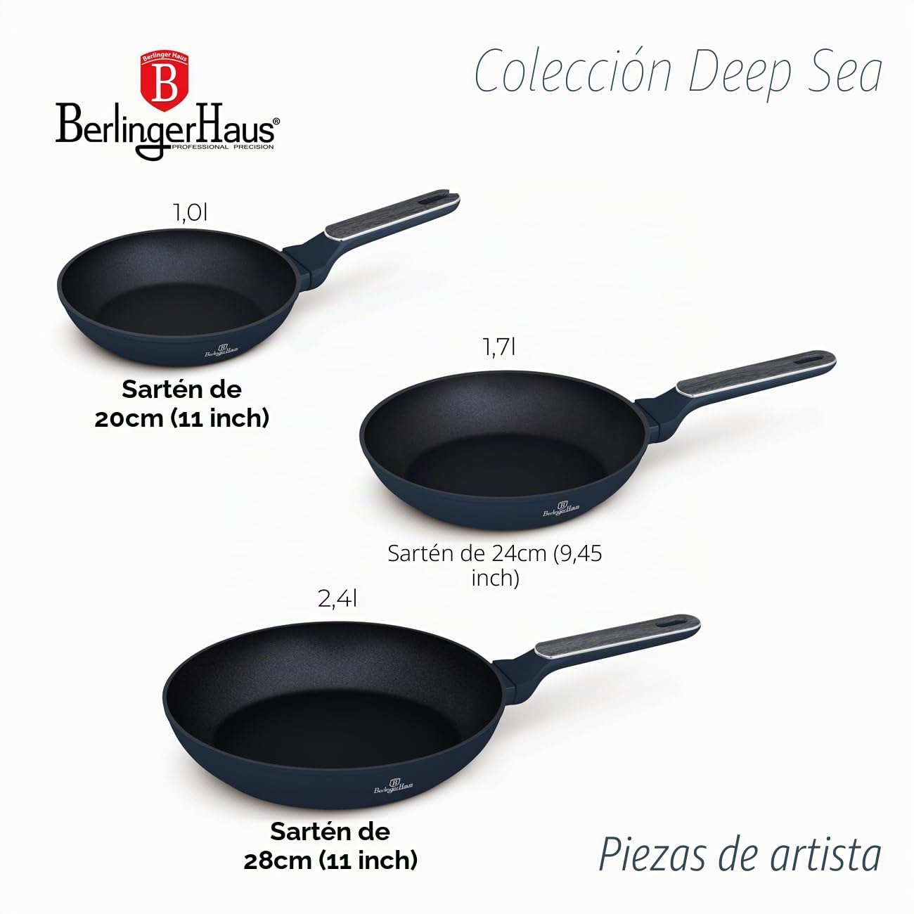 Berlinger Haus Juego de Sartenes Antiadherentes de Aluminio Forjado, Apto para Inducción, 20/24/28 cm, Mango Ergonómico, Ahorro de Energía, Edición Burgundy