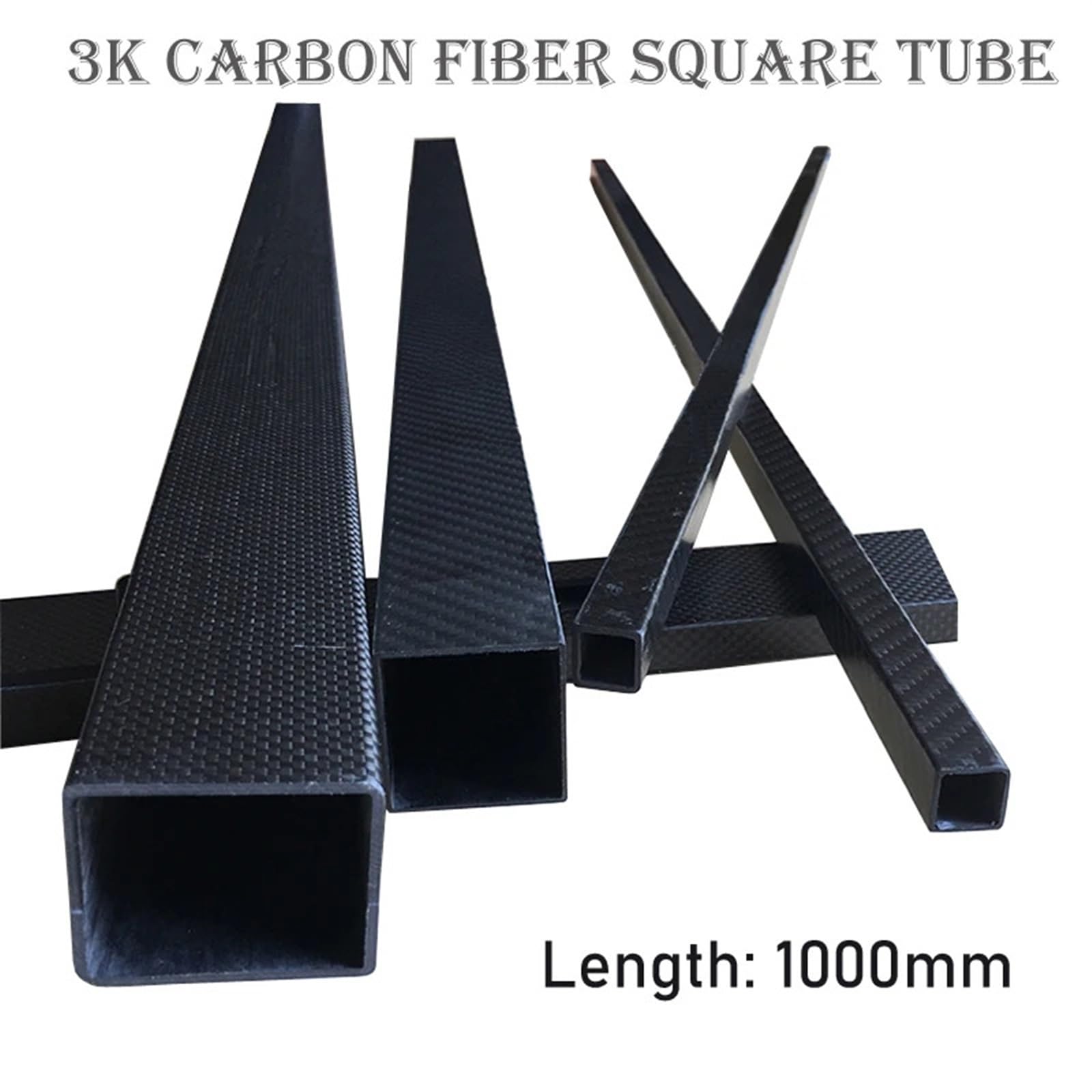 1pcs 1000mm 3K Carbon Fiber Square Tube High Strength OD 10mm 15mm 20mm 22mm 25mm 30mm 35mm 38mm 40mm Plain Glossy Surface 3K Carbon Fiber Square(22x22x18x1000mm)