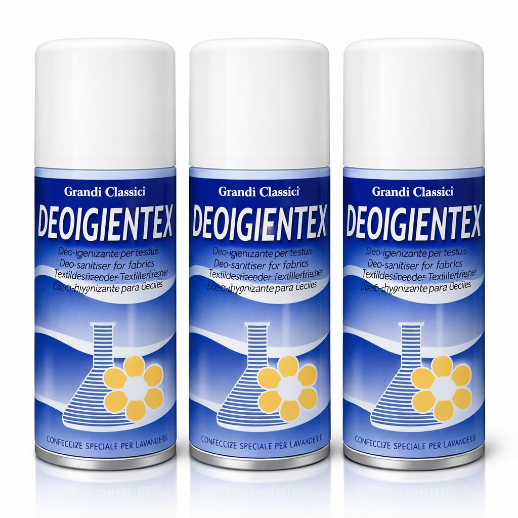 HOME PRO Tris DeoIgientex Igienizzante Spray Tessuti Profumo Ambiente Deodorante Interni Igienizza Abiti Salvatessuti Mangia Odori Armadio Tascabile 3x150ml