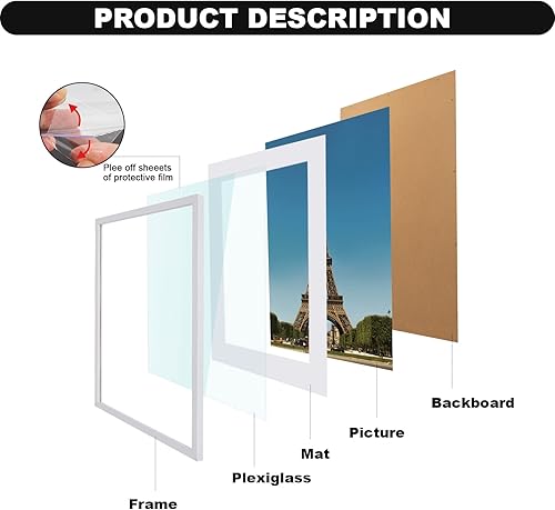 Miniatura 4 de Marco de 20 x 24 pulgadas, marco de fotos de 20 x 24 pulgadas, mate a 16 x 20 pulgadas, marco de madera maciza, para colgar en la pared horizontal y