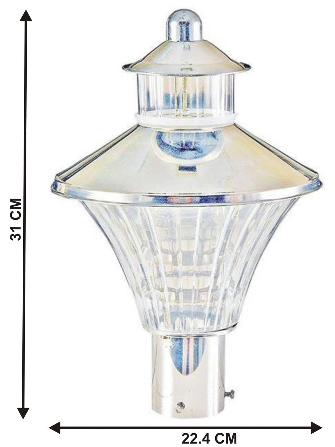 1st Time Attractive & Stylish Waterproof Outdoor Gate Lamp ? Silver & White, 22.4 x 22.4 x 31 CM, Perfect for Garden, Lawn, and Outdoor Lighting 2