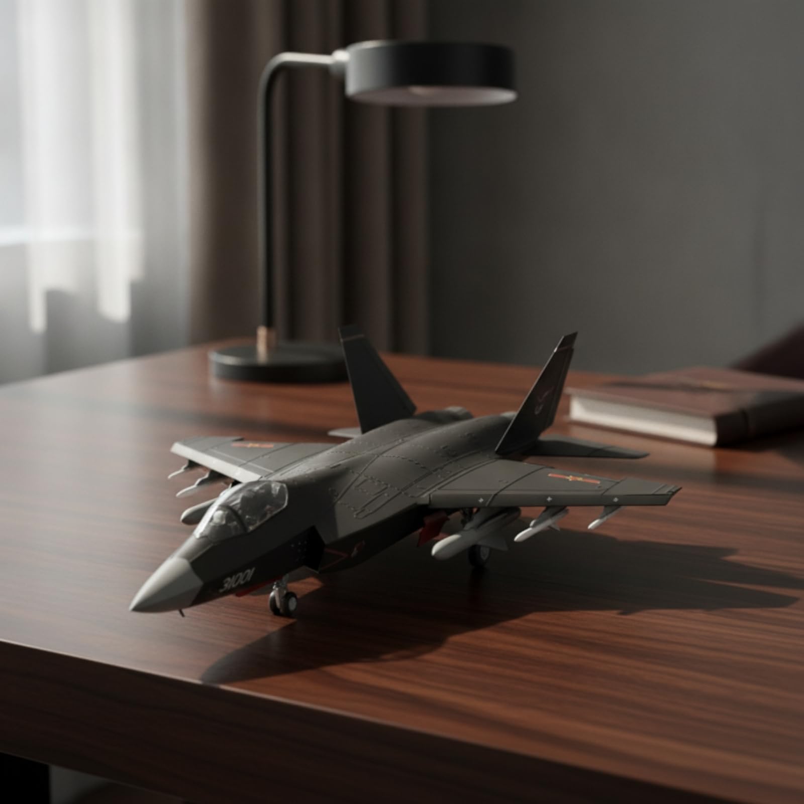 Colcolo Aereo Modello Caccia a Reazione Jet Militare Maquette Miniatura Collezione in Lega di Metallo con Finitura E Realistica Adatta per Ufficio Scrivania Libreria Esposizione