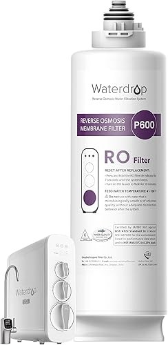Waterdrop Filtro WD-G3P600-RO, certificado NSF, repuesto para sistema de ósmosis inversa WD-G3P600, vida útil de 2 años