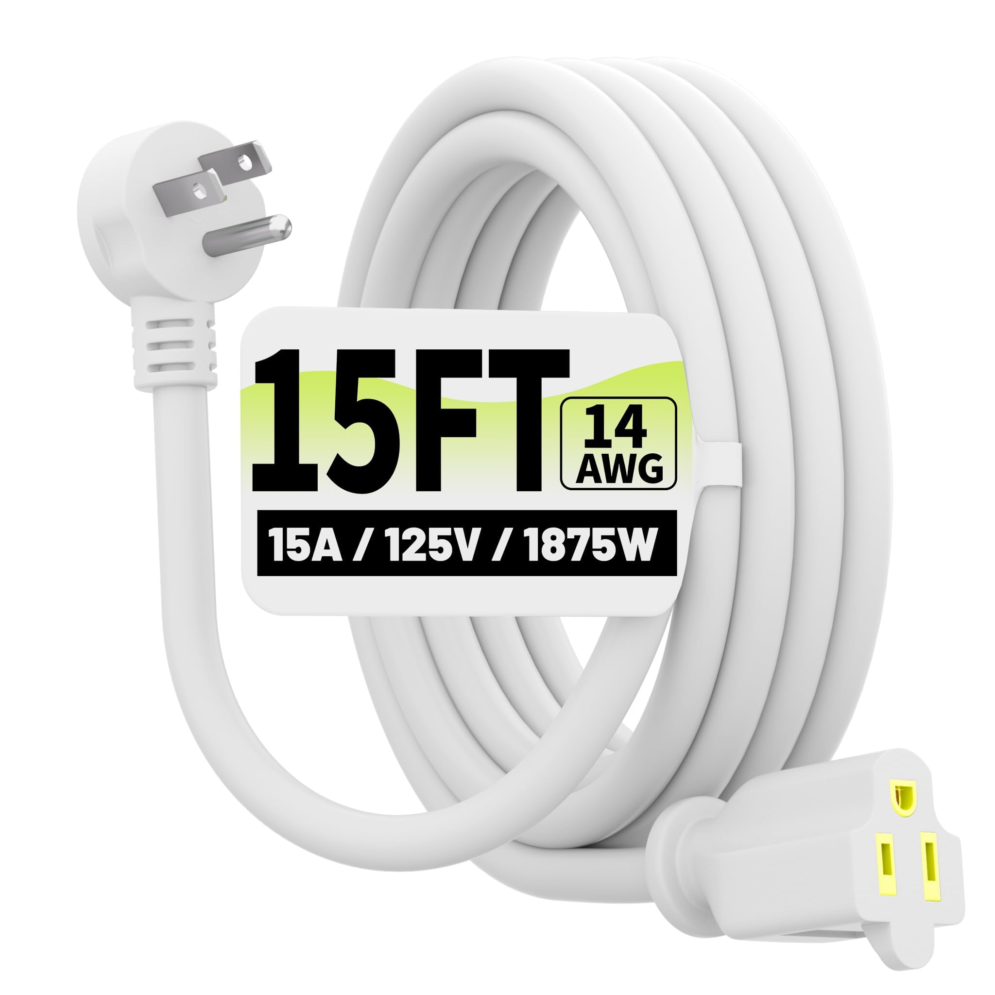 Photo 1 of Vockjour 15ft 14AWG Flat Plug Extension Cord