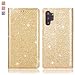 Produktbild OKZone Galaxy Note 10 Plus Hülle, Glitzer Bling Premium PU Leder Brieftasche-Stil Magnetisch Folio Flip Etui Brieftasche Hülle Schutzhülle Tasche für Samsung Galaxy Note 10 Plus (Gold)